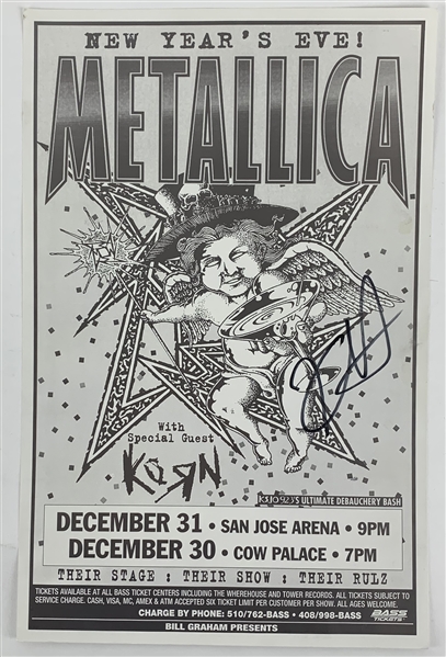 Metallica: Jason Newsted Signed Original 11" x 17" NYE Concert Poster (Beckett/BAS Guaranteed)