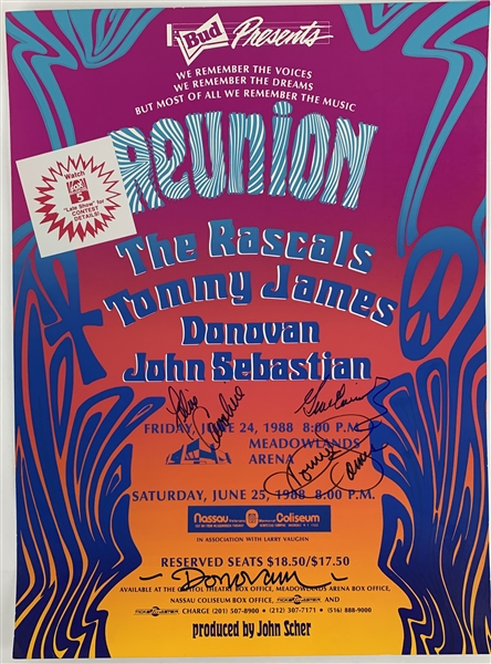 Reunion Tour Original Multi-Signed 22" x 17" Concert Poster w/ Donovan & Others! (Beckett/BAS Guaranteed)