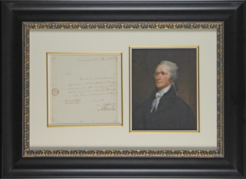 Alexander Hamilton Rare 1792 Early Treasury Document in Custom Framed Display (Beckett/BAS LOA)