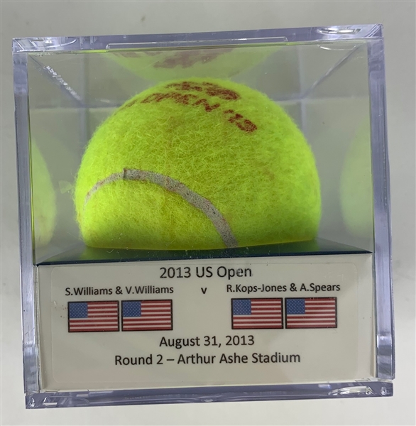 2013 Womens Singles US Open Match Used Tennis Ball - Round 2 Serena Williams vs. Venus Williams! (Meigray)