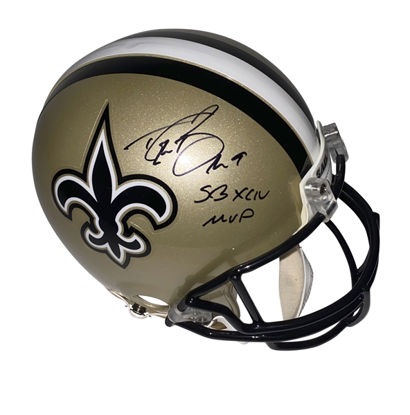 Drew Brees Signed PROLINE New Orleans Saints Helmet w/ "Super Bowl XLIV MVP" (JSA)  