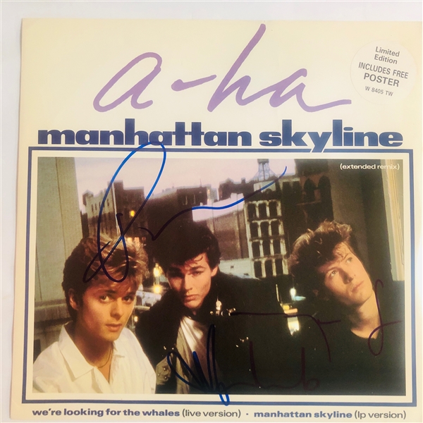 A-Ha Group Signed "Manhattan Skyline" Single Album (John Brennan Collection)(Beckett/BAS Guaranteed)