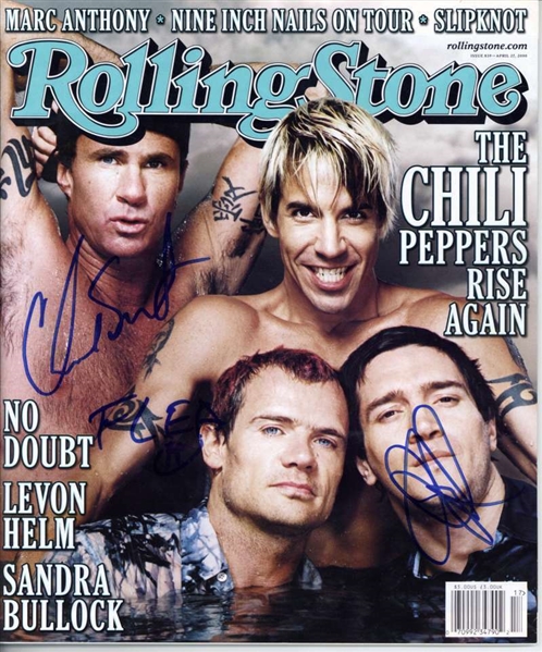 Red Hot Chili Peppers Group Signed Rolling Stone Magazine w/ 3 Members! (Beckett/BAS)