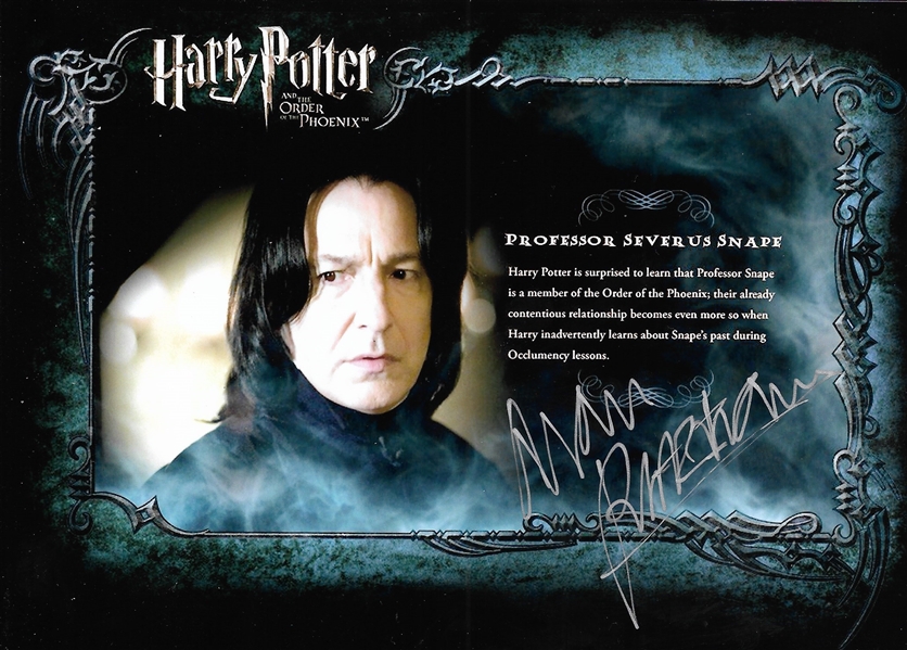 Harry Potter: Alan Rickman Signed 5" x 7" Professor Snape Photocard (Beckett/BAS Guaranteed)