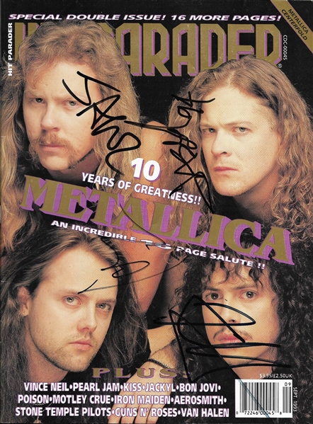Metallica Group Signed 1993 "Hit Parader" Magazine w/ Hetfield, Ulrich, Hammett & Newsted (Beckett/BAS Guaranteed)