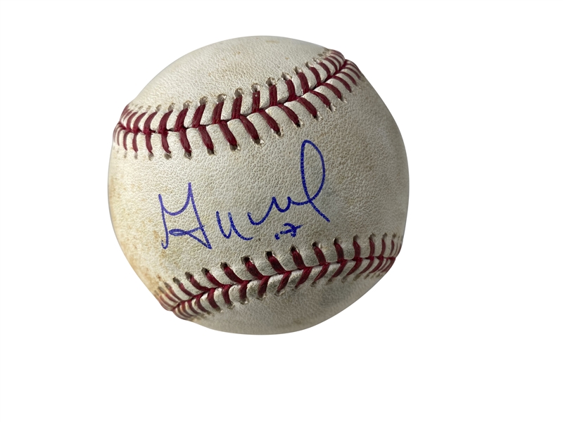 Jose Altuve Signed & Game Used Sep 8th, 2019 OML Baseball During Trash Can Scandal :: Pitched to Altuve! (PSA/DNA & MLB)