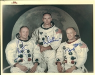 Apollo 11 Amazing Crew Signed Official Color NASA Photograph w/ Armstrong, Aldrin & Collins (RARE Red Label NASA Print)(PSA/DNA & JSA)