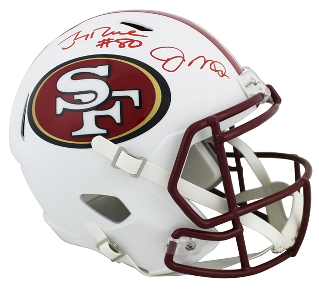 Joe Montana & Jerry Rice Signed San Francisco 49ers Full Sized Flat White Replica Model Helmet (Beckett/BAS)