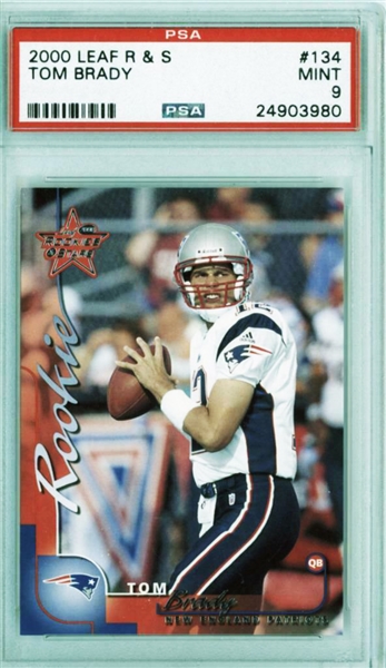 2000 Tom Brady Leaf Rookies & Stars #134 Rookie Card :: Rare Short Print :: PSA 9 Mint