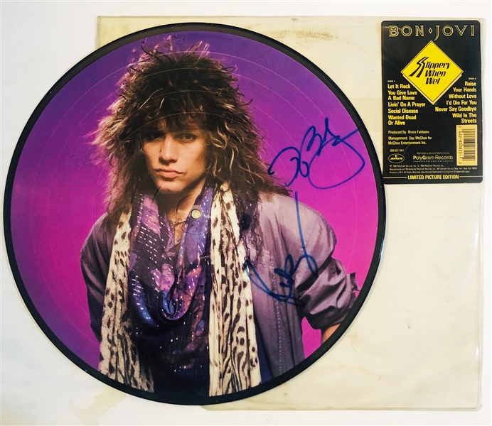 Bon Jovi: Jon Bon Jovi & Richie Sambora Signed "Slippery When Wet" 12-Inch Picture Album (John Brennan Collection)(Beckett/BAS Guaranteed)