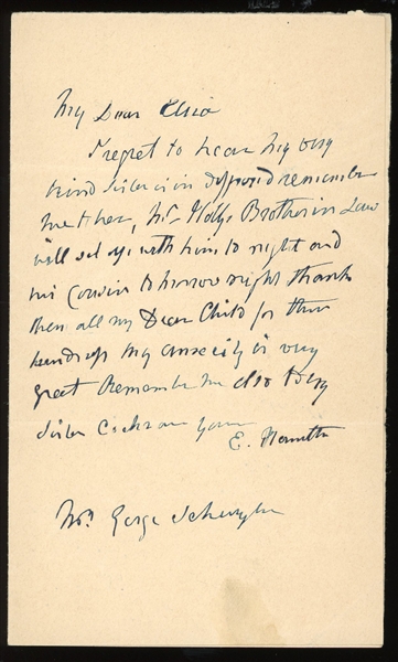 Alexander Hamilton: Eliza Hamilton Handwritten & Signed Letter to Her Granddaughter! (JSA LOA)