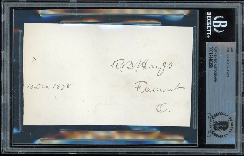 Rutherford B. Hayes Signed 3" x 5" Sheet - Signed & Dated as President (Beckett/BAS Encapsulated)