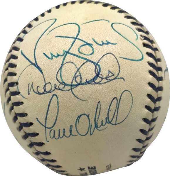 1996 NY Yankees Team-Signed OAL Mickey Mantle Baseball w/ Jeter & Rivera! (PSA/DNA)