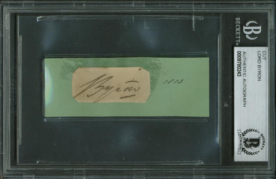 Lord Byron Signed 1.5" x 2.5" Album Page (Beckett/BAS Encapsulated)