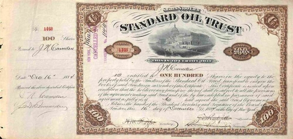 John D. Rockefeller ULTRA-RARE Signed 1884 Standard Oil Stock Certificate (Beckett/BAS)