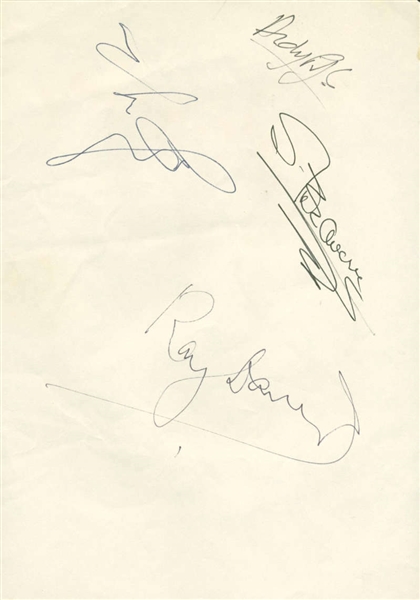 The Kinks Vintage Group Signed 3" x 6" Album Page w/ 4 Signatures! (Beckett/BAS)