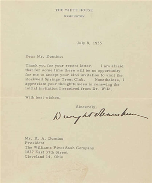 Dwight D. Eisenhower Signed 1955 White House Letter (Beckett/BAS)