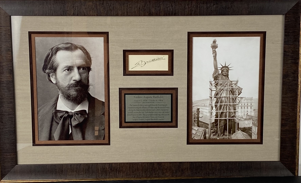 Frederic Auguste Bartholdi Signed 3.5" x 1.25" Cut Framed Display (PSA/DNA)