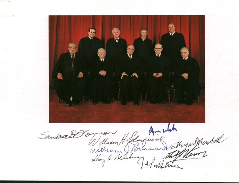 Supreme Court Justices Signed 9.25" x 7"  Photograph w/ OConnor, Brennan, Rehnquist, White, Blackman, Kennedy & Others! (Beckett/BAS)