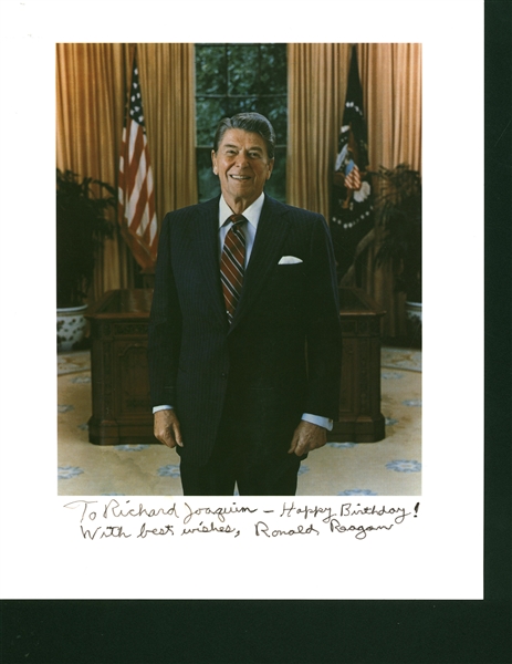 Ronald Reagan Signed 8.5" x 10" Photograph w/ Great Happy Birthday Inscription! (Beckett/BAS)