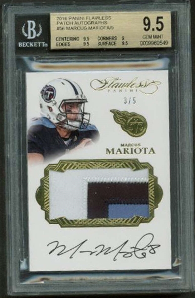 Marcus Mariota Signed Limited Edition 3/5 2016 Panini Flawless Patch BGS 9.5 w/ 10 Auto