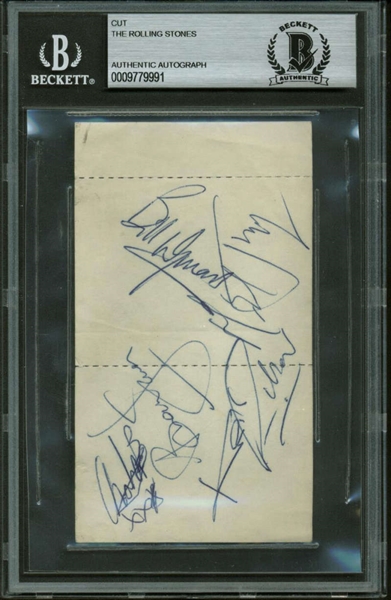 The Rolling Stones Vintage Group Signed 2.5" x 4" Album Page w/ Brian Jones! (Beckett/BAS Encapsulated)