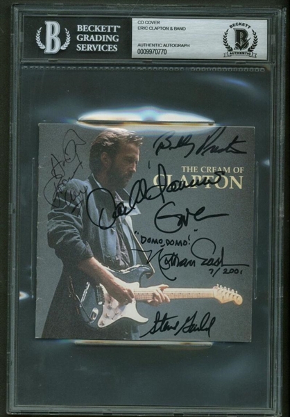 Eric Clapton & His Band Multi-Signed "The Cream of Clapton" CD Booklet (BAS/Beckett Encapsulated)