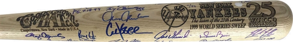 1999 World Series Champion New York Yankees Team Signed LE Baseball Bat w/ 25 Signatures! (Beckett/BAS)