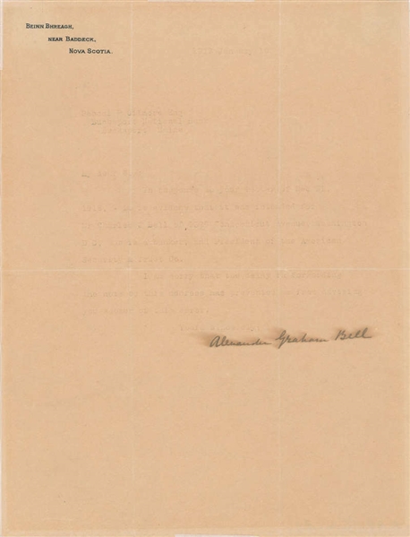 Alexander Graham Bell Signed Typed Personal Letter (Beckett/BAS)