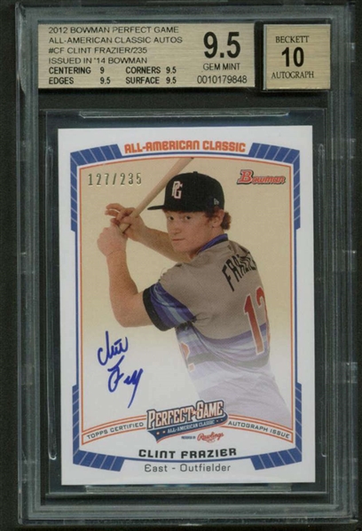 Clint Frazier Signed 2012 Bowman Perfect Game Classic Auto LE /235 (BGS 9.5 10)