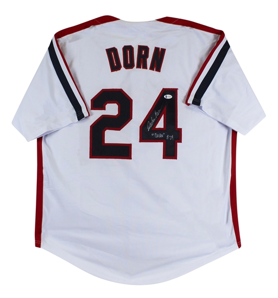 Corbin Bernsen Major League "Dorn" Signed White Pro Style Jersey (Beckett COA)