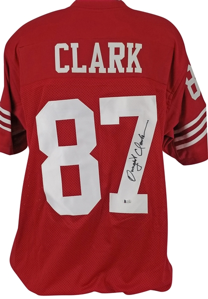 Dwight Clark Authentic Signed Red Pro Style Jersey Autographed (Beckett COA)