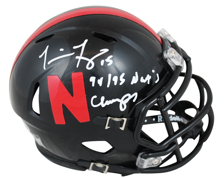 Nebraska Tommie Frazier "94/95 Natl Champs" Signed Black Speed Mini Helmet (Beckett COA)