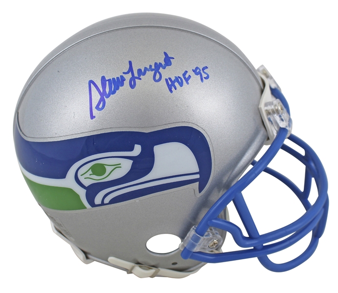 Seahawks Steve Largent "HOF 95" Signed 83-01 Throwback Rep Mini Helmet (Beckett COA)
