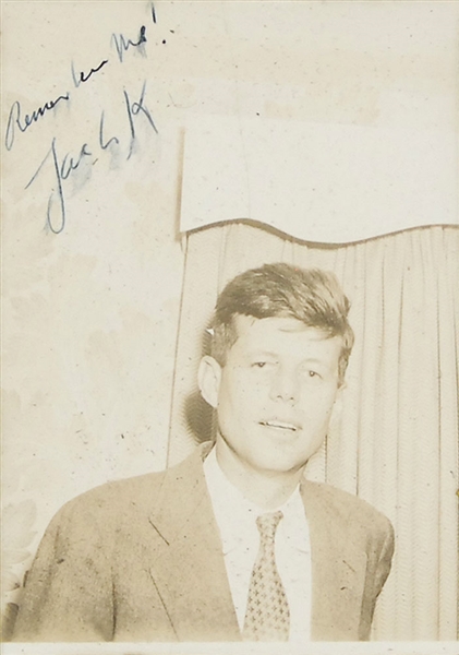 President John F. Kennedy ULTRA-RARE c. 1940 Signed 2" x 3" Photograph w/ "Remember Me" Inscription! - One of The Earliest Known! (Beckett/BAS)