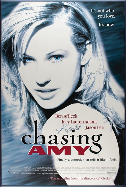 Chasing Amy Cast Signed 27" x 40" Original Movie Poster w/ Affleck, Lee, Smith, Adams & Mewes! (Beckett/BAS)
