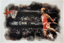 Michael Jordan Incredible ONE of ONE Signed 36" x 24" Hand Painted Gatorade Dunk Water Art (Upper Deck)