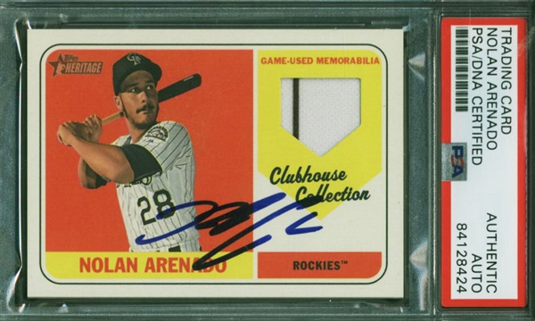 Nolan Arenado Signed 2018 TOPPS Heritage Clubhouse Collection Patch Card (PSA/DNA Encapsulated)