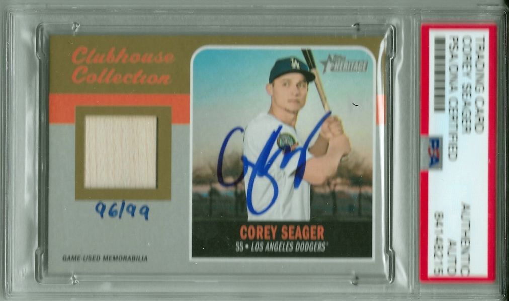 Corey Seager Signed 2019 TOPPS Heritage Clubhouse Collection Patch Card (PSA/DNA Encapsulated)
