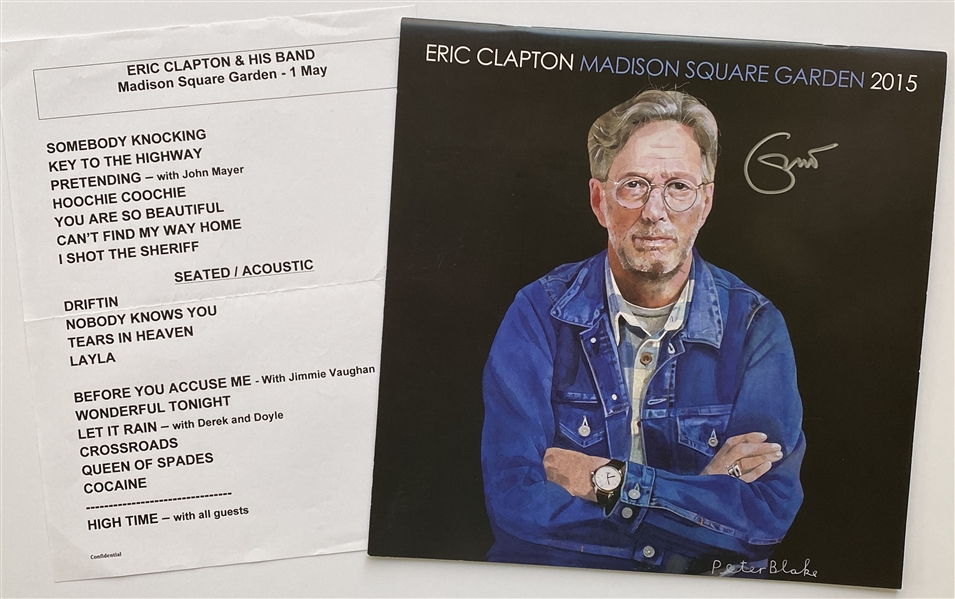 Eric Clapton In-Person Signed Tour Book and Setlist LOT of 2 (Beckett/BAS Guaranteed)