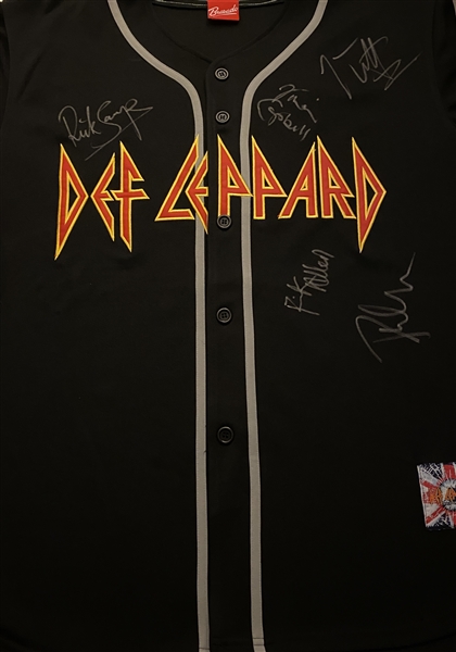 Def Leppard "Rock of Ages," Official In-Person Group Signed Baseball Jersey (Beckett/BAS Guaranteed)