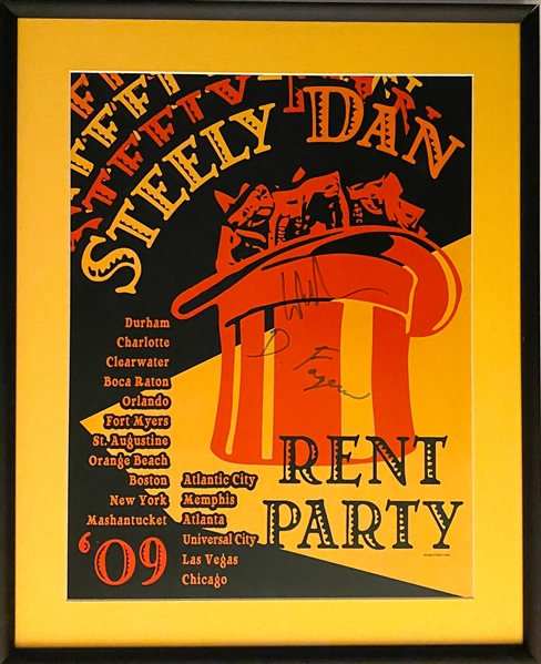 Steely Dan In-Person Group Signed Donald Fagen and Walter Becker Original “Rent Party” 13" x 17.25" Tour Poster (2 Sigs) (Beckett/BAS Guaranteed)