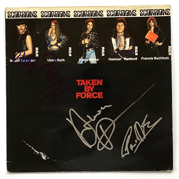 The Scorpions In-Person Group Signed “Taken By Force” Record Album (5 Sigs) (John Brennan Collection) (Beckett/BAS Guaranteed)  