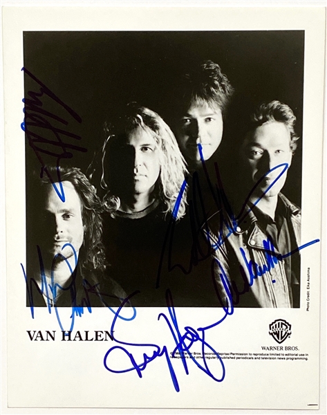 Van Halen In-Person Group Signed 8” x 10” Black & White Promotional Photograph (4 sigs, plus an extra Eddie!) (John Brennan Collection) (Beckett/BAS Guaranteed)