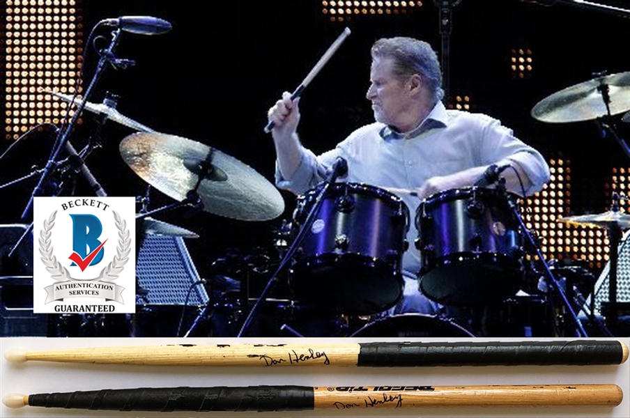The Eagles: Don Henley Extensively STAGE-USED and TWICE-SIGNED Pair of Drumsticks
