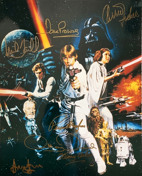Star Wars Cast Signed 11" x 14" Color Photo with Ford, Hamill, Fisher, etc. (7 Sigs)(Beckett/BAS LOA)