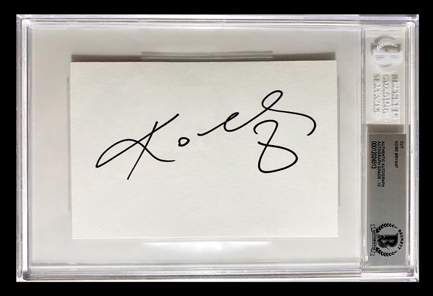 Kobe Bryant In-Person Signed 4" x 6" Index Card :: Beckett Encapsulated & Graded GEM MINT 10!