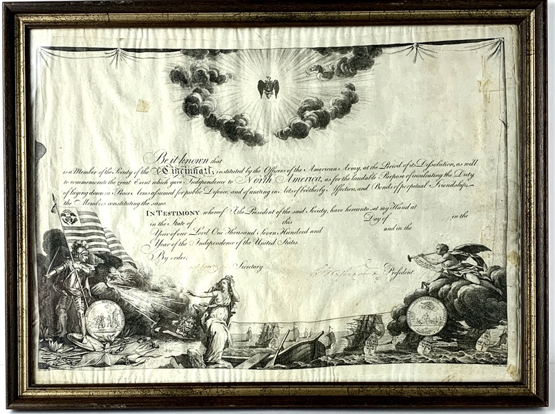 President George Washington Signed Society of Cincinnati Membership Document in Framed Display (Beckett/BAS LOA)