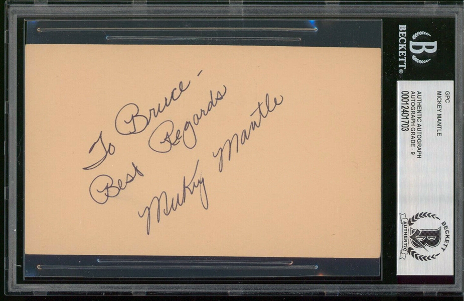 Mickey Mantle Superb Signed GPC Postcard with Vintage 1952 Signature :: BAS Autograph Graded MINT 9
