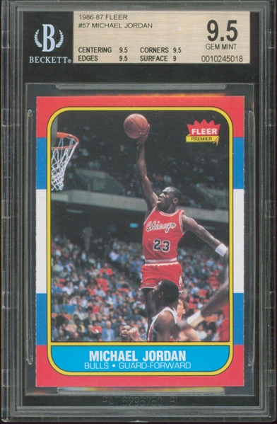 1986 Fleer Michael Jordan Rookie Card - Beckett/BGS Graded 9.5 GEM MINT!